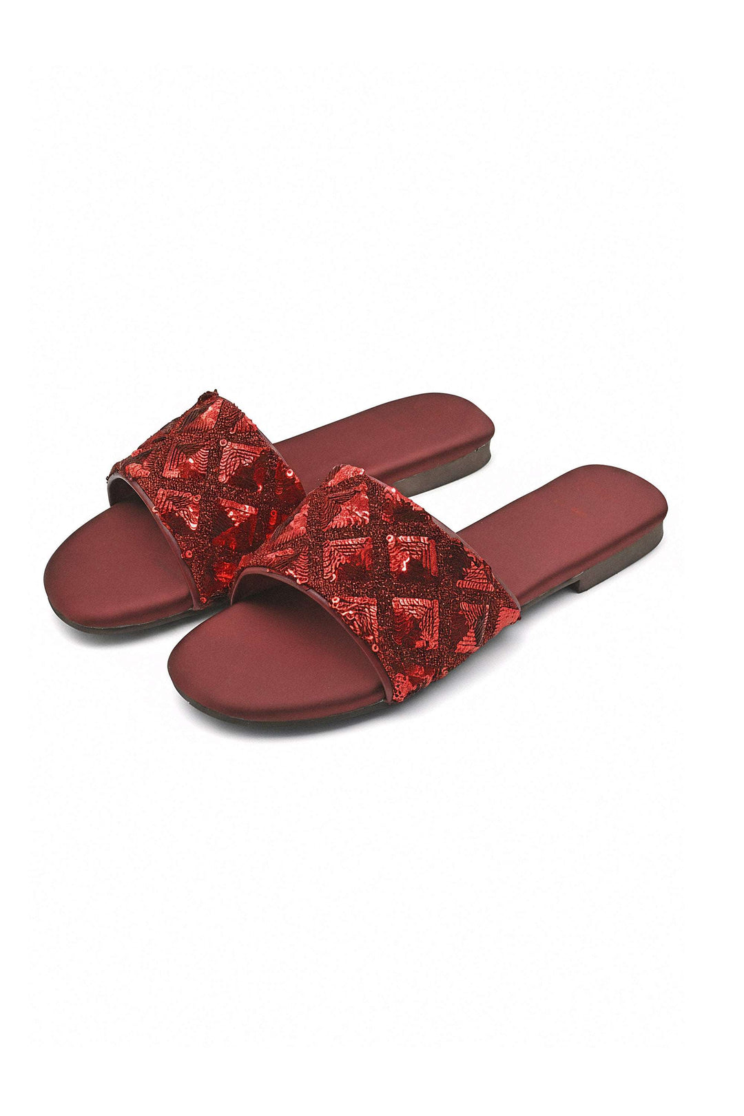 Maroon OPIA 8527 MRA flats with sequin upper and satin insole