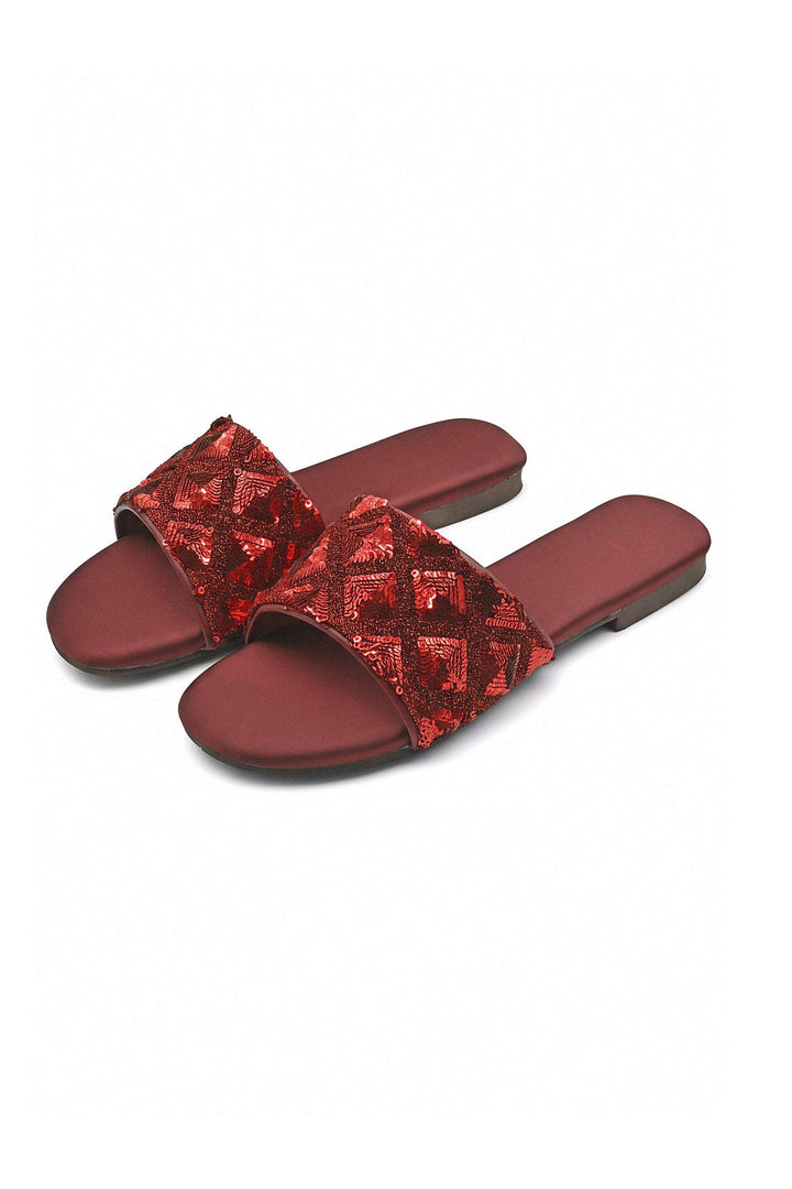 Maroon OPIA 8527 MRA flats with sequin upper and satin insole