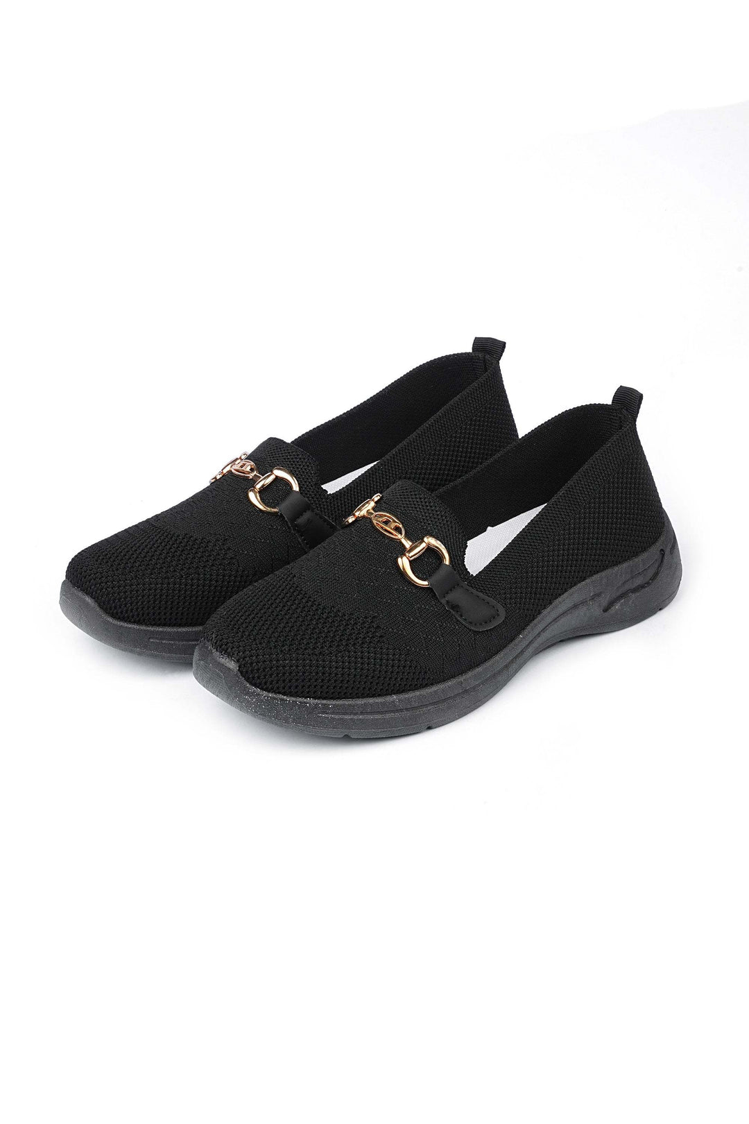 OPIA 4001 BLACK laceless black knit shoes with medicated insole and cushioned outsole for comfort and stability