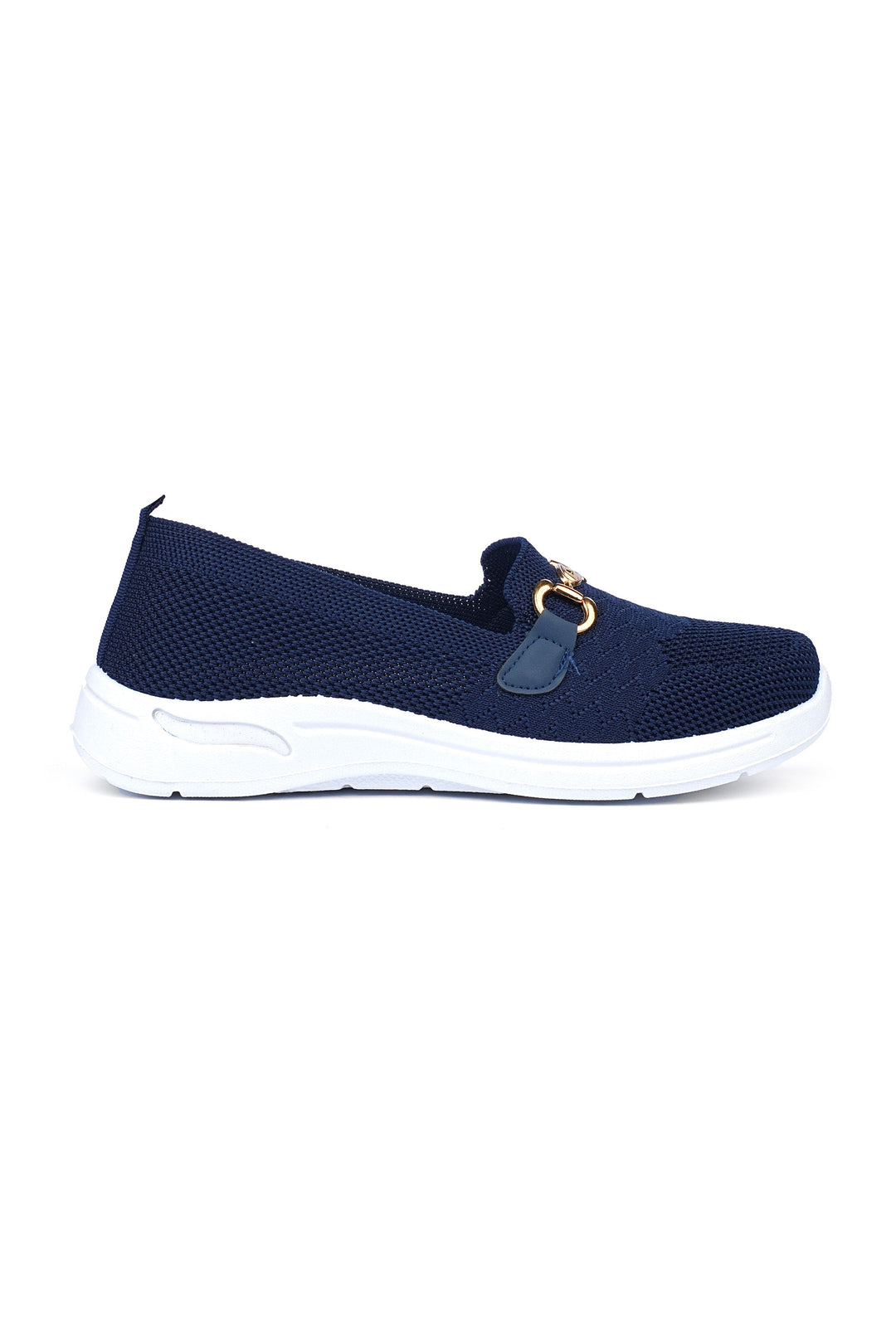 OPIA 4001 BLU blue laceless knit shoe with cushioned white sole for comfort and stability