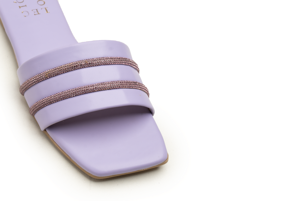 OPIA 5001 PURPLE semi-formal purple flats with dazzling diamonties and matte sole
