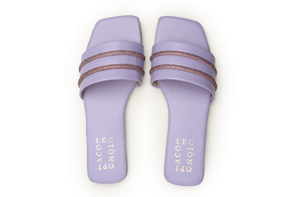 OPIA 5001 PURPLE purple semi-formal flats with diamonties and matte sole for chic style
