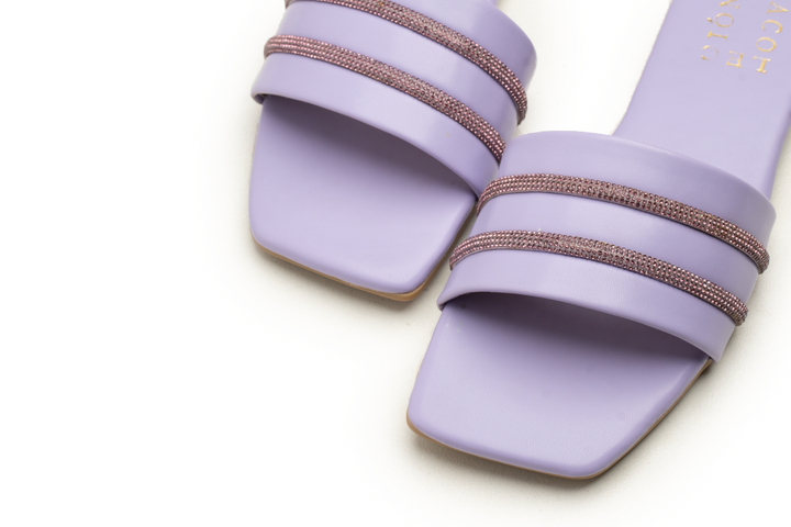 OPIA 5001 PURPLE semi-formal purple flats with dazzling diamonties and matte sole