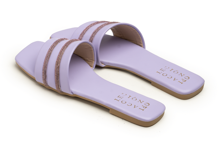 OPIA 5001 PURPLE stylish purple semi-formal flats with diamonties and matte sole