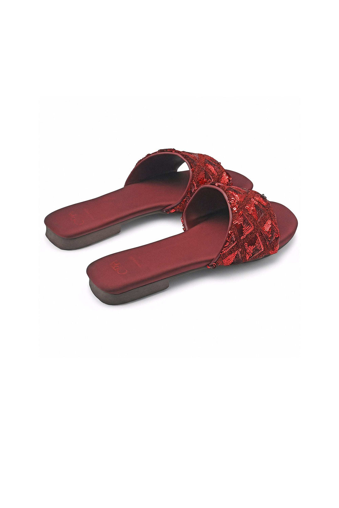 OPIA 8527 MRA maroon sequin flats with satin insole and rubber sole