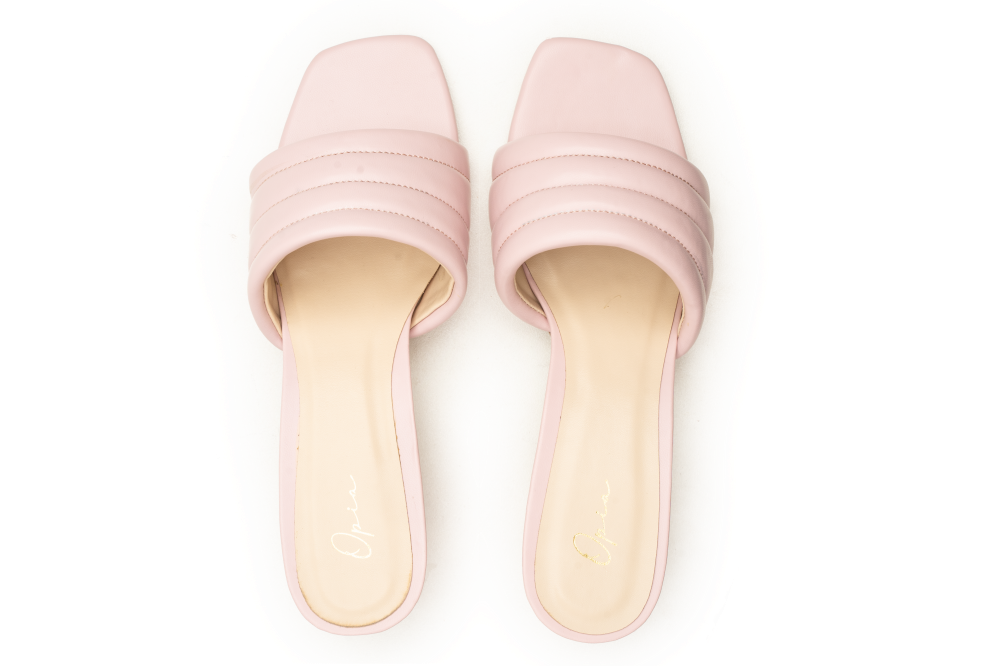 OPIA 5103 PINK powder pink faux leather slip-on heels for women with padded straps and square toe design