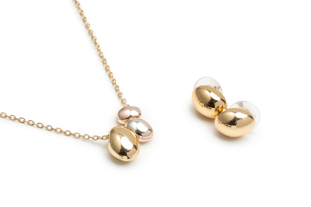 EAR RINGS & NECKLACE SET JW1088 GLD - OPIA