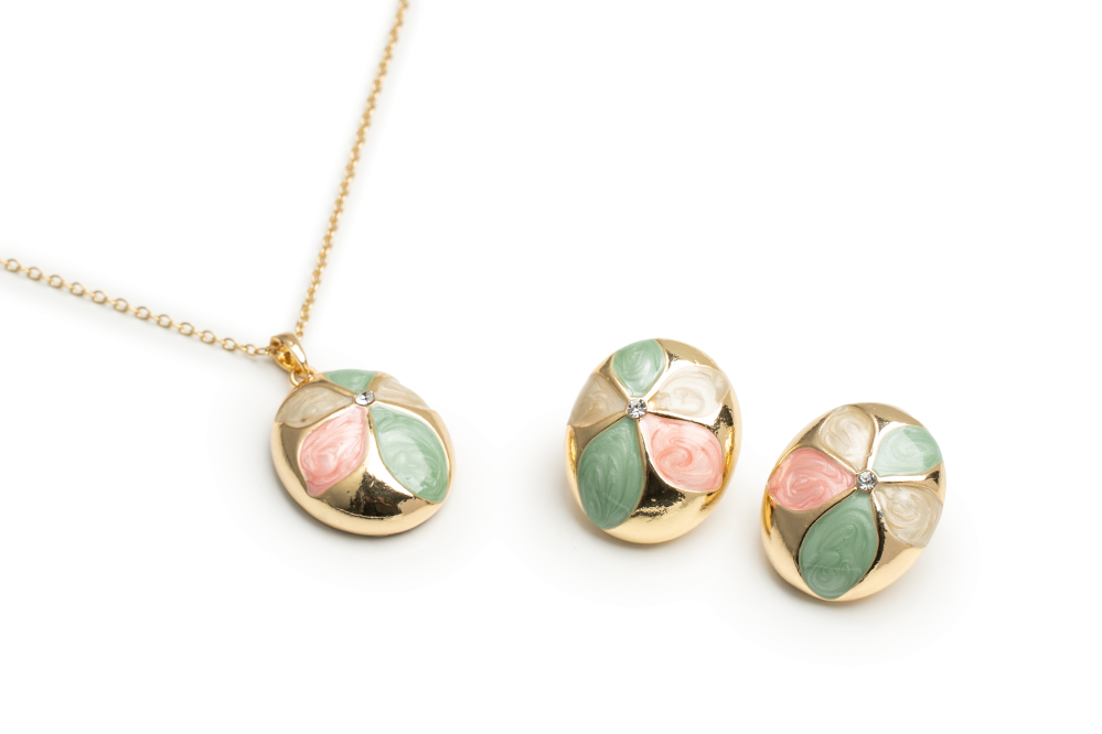 EAR RINGS & NECKLACE SET JW1098 GLD - OPIA