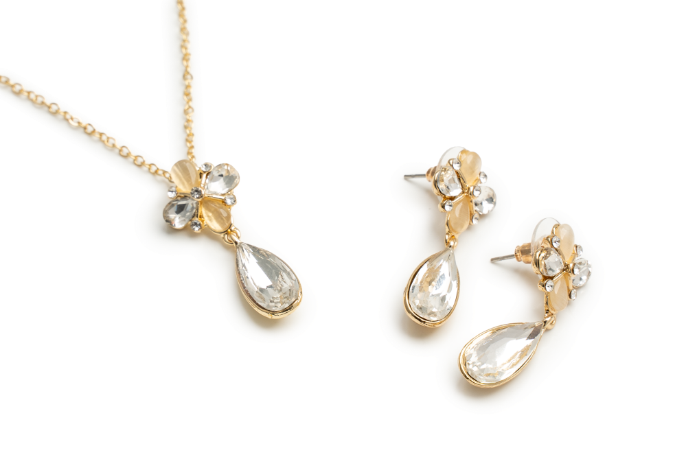 EAR RINGS & NECKLACE SET JW1103 GLD - OPIA